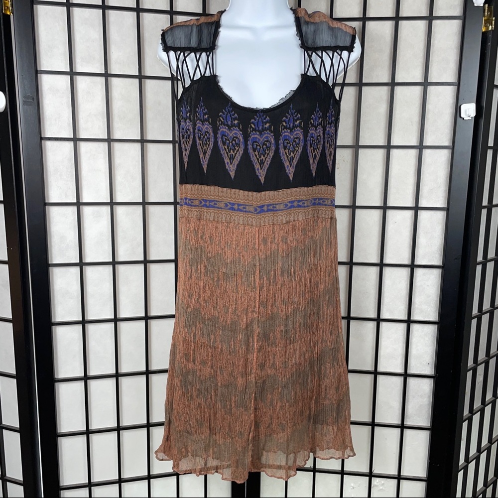 Free People Black and Brown Mini Dress